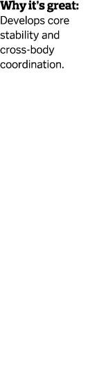 Why it s great  Develops core stability and cross-body coordination 