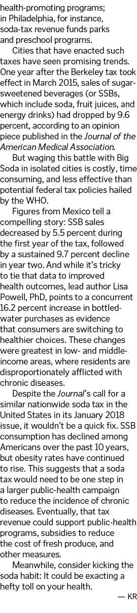 health-promoting programs  in Philadelphia  for instance  soda-tax revenue funds parks and preschool programs  Cities   