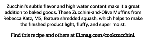 Zucchini s subtle flavor and high water content make it a great addition to baked goods  These Zucchini-and-Olive Muf   