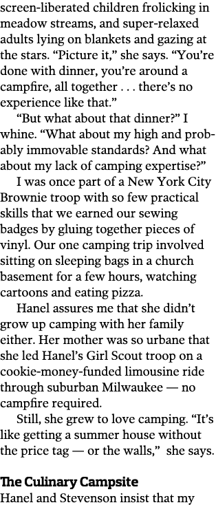 screen-liberated children frolicking in meadow streams  and super-relaxed adults lying on blankets and gazing at the    