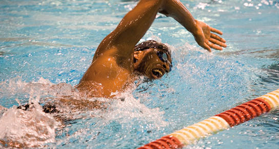Professional swimmer Cullen Jones, 22,  at North Carolina State University in Raleigh, NC   Currently training for the 2008 Olympics in Beijing, Jones was recently signed to a seven year, multimillion dollar endorsement deal with sports apparel giant Nike 