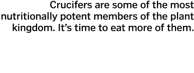 Crucifers are some of the most nutritionally potent members of the plant kingdom  It s time to eat more of them 