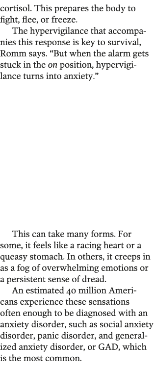 cortisol  This prepares the body to fight  flee  or freeze  The hypervigilance that accompanies this response is key    
