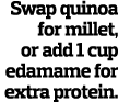 Swap quinoa for millet  or add 1 cup edamame for extra protein 