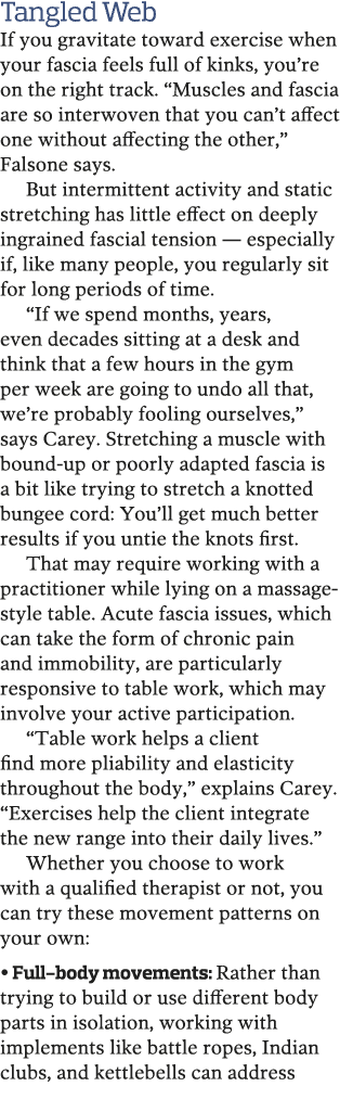 Tangled Web If you gravitate toward exercise when your fascia feels full of kinks  you re on the right track   Muscle   