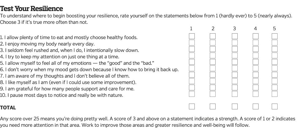 Test Your Resilience To understand where to begin boosting your resilience  rate yourself on the statements below fro   