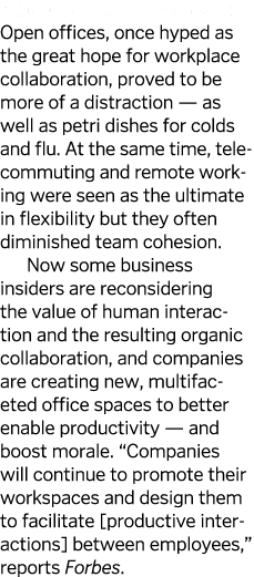 Collaborative Environments Open offices  once hyped as the great hope for workplace collaboration  proved to be more    