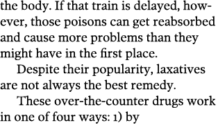 the body  If that train is delayed  however  those poisons can get reabsorbed and cause more problems than they might   