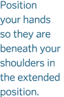 Position your hands so they are beneath your shoulders in the extended position  