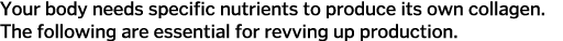 Your body needs specific nutrients to produce its own collagen  The following are essential for revving up production 
