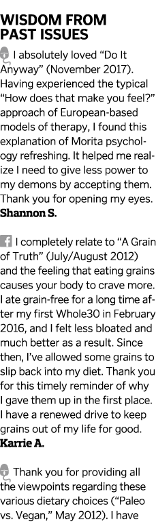  Wisdom From Past Issues   I absolutely loved  Do It Anyway   November 2017   Having experienced the typical  How doe   
