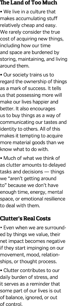 The Land of Too Much   We live in a culture that makes accumulating stuff relatively cheap and easy  We rarely consid   