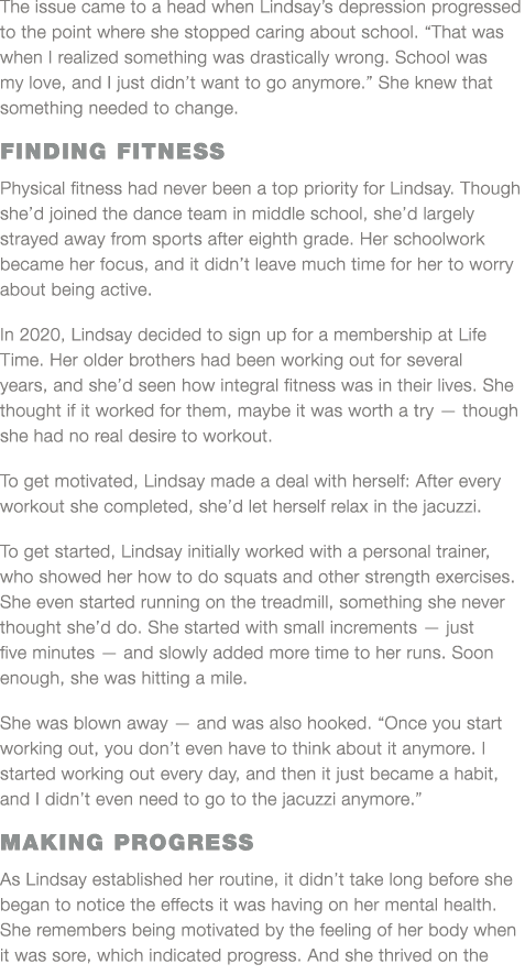 The issue came to a head when Lindsay s depression progressed to the point where she stopped caring about school   Th   