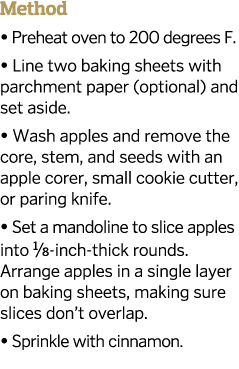 Method   Preheat oven to 200 degrees F    Line two baking sheets with parchment paper (optional) and set aside    Was   