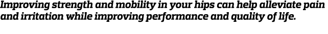 Improving strength and mobility in your hips can help alleviate pain and irritation while improving performance and q   