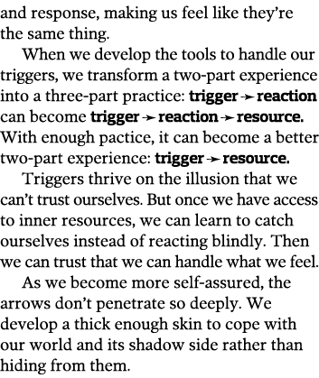 and response, making us feel like they re the same thing  When we develop the tools to handle our triggers, we transf   