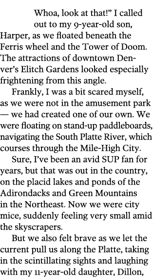 Whoa, look at that   I called out to my 9-year-old son, Harper, as we floated beneath the Ferris wheel and the Tower    
