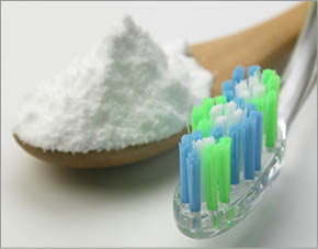 Toothbrush and baking soda to clean