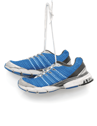 A pair of blue running shoes  Isolated on white 