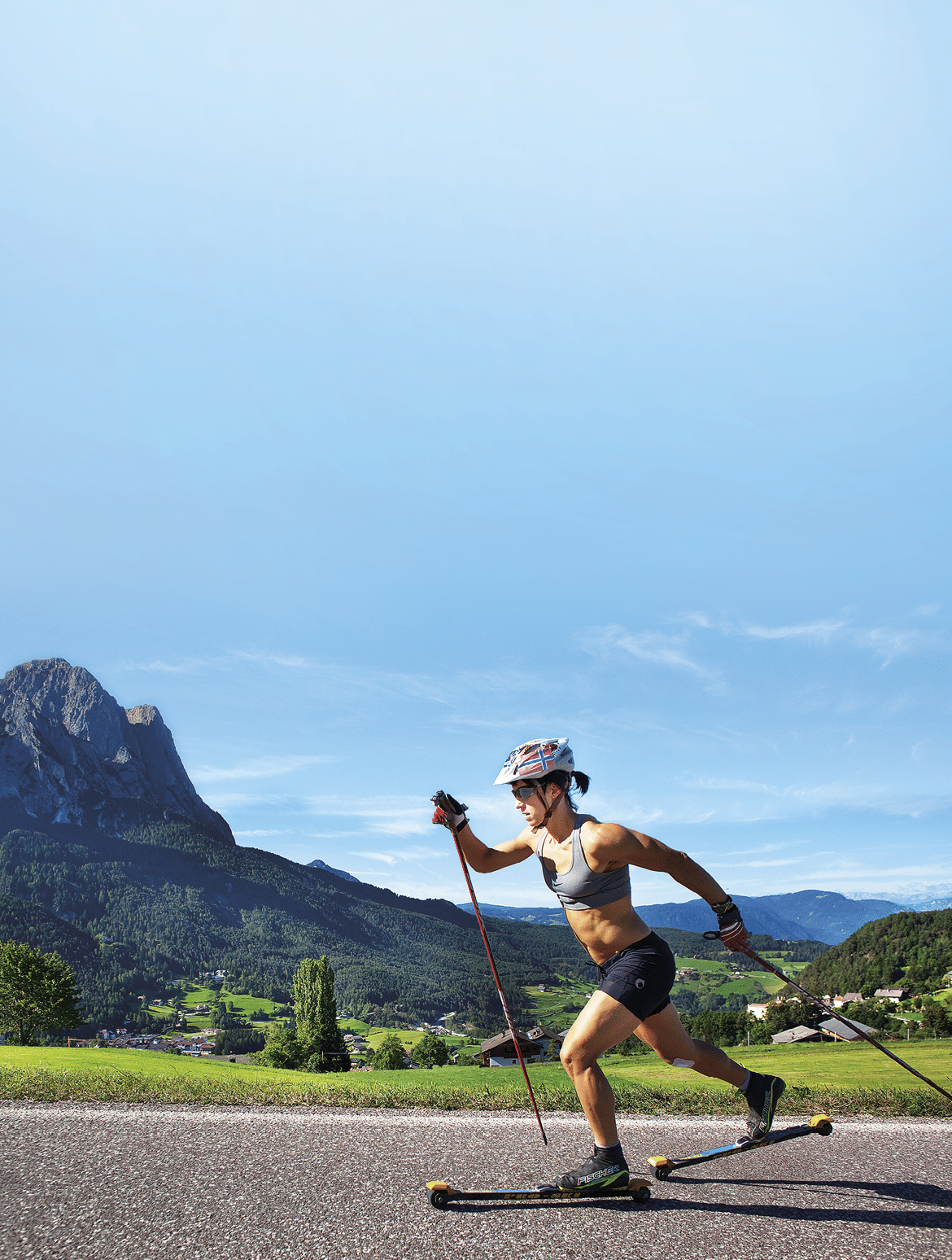 SEISER ALM  ITALY - AUGUST  29   Marit Bjoergen of Norway training with roller ski on August 29  2010 in Seiser alm  Italy    Photo by Trond Tandberg Getty Images 