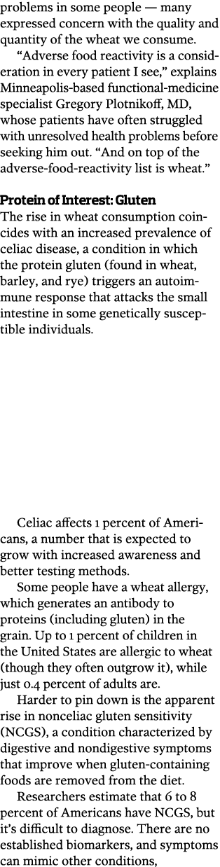 problems in some people — many expressed concern with the quality and quantity of the wheat we consume   Adverse food   
