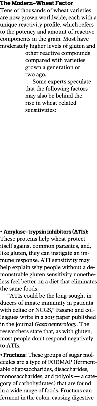 The Modern-Wheat Factor Tens of thousands of wheat varieties are now grown worldwide  each with a unique reactivity p   