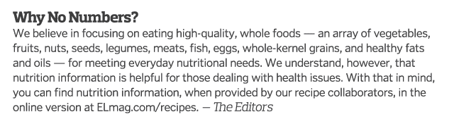Why No Numbers  We believe in focusing on eating high-quality  whole foods — an array of vegetables  fruits  nuts  se   
