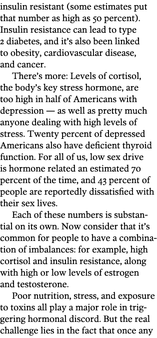 insulin resistant  some estimates put that number as high as 50 percent   Insulin resistance can lead to type 2 diabe   