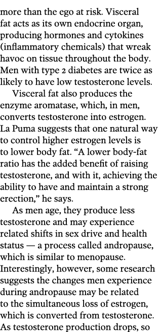 more than the ego at risk  Visceral fat acts as its own endocrine organ  producing hormones and cytokines  inflammato   