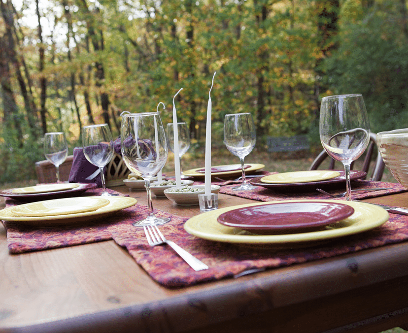 Table set for outdoors dinner