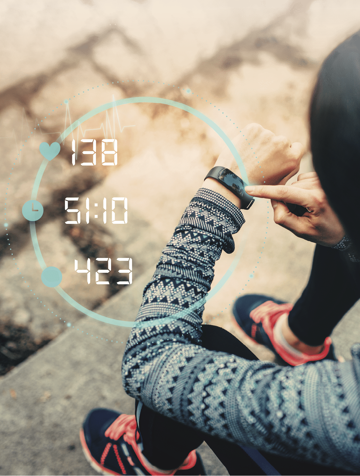Runner using smart watch