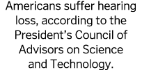Americans suffer hearing loss, according to the President s Council of Advisors on Science and Technology 