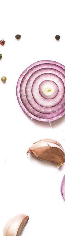 garlic, red onion, parsley and pepper isolated on white background  top view