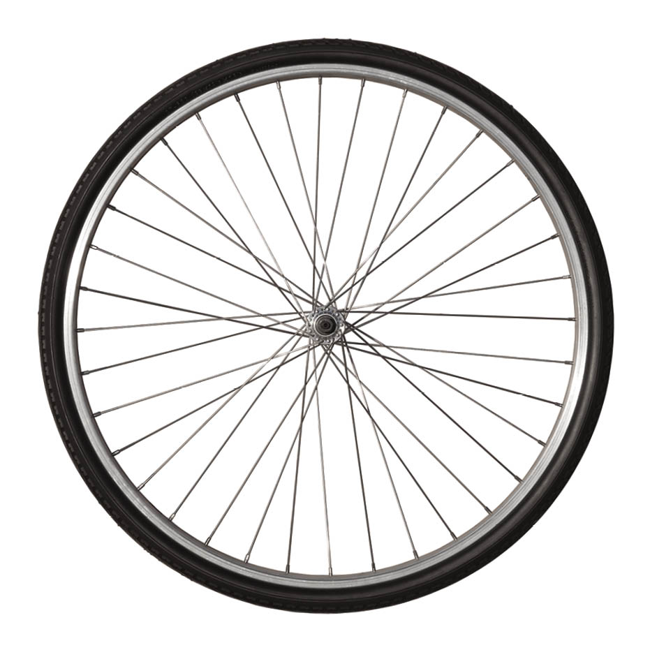 Front wheel of a vintage bicycle, isolated on white  Clipping path included (inner edges)
